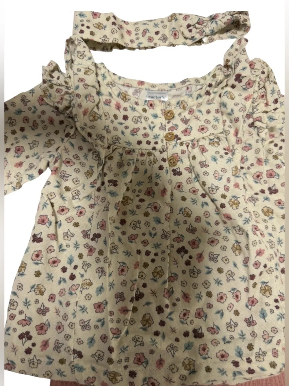 Carter’s Baby Girl 12M 2 outfit Bundle Pink Ballet Hoodie Floral Leggings 4pc